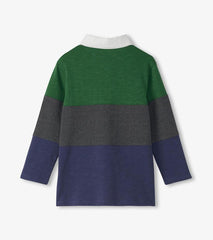 Boys Boys Preppy Panelled Long Sleeve Polo Shirt | Hatley Tops