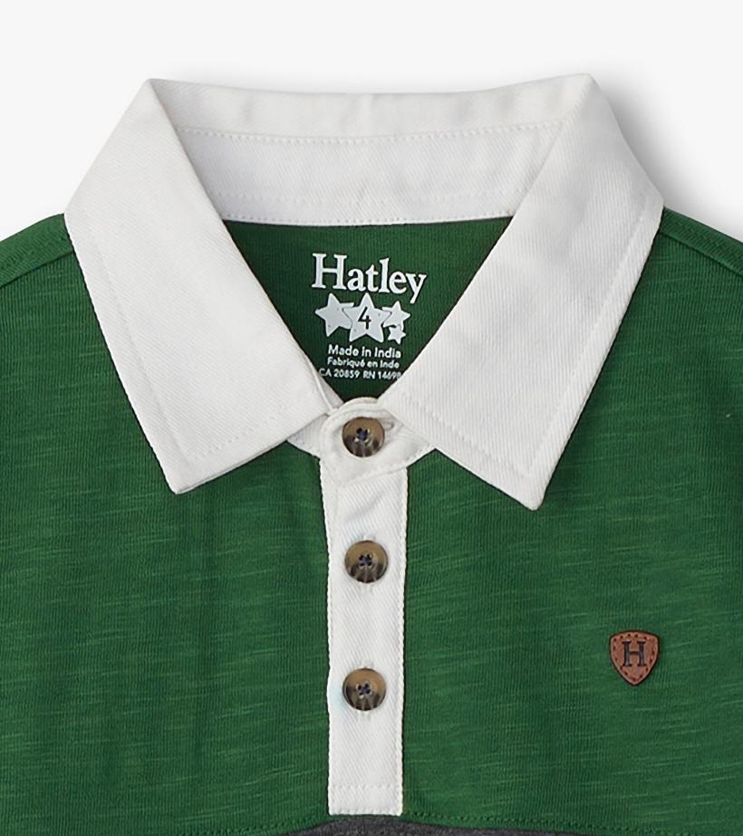 Boys Boys Preppy Panelled Long Sleeve Polo Shirt | Hatley Tops