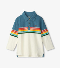 Boys Boys Retro Stripes Long Sleeve Panelled Polo | Hatley Tops