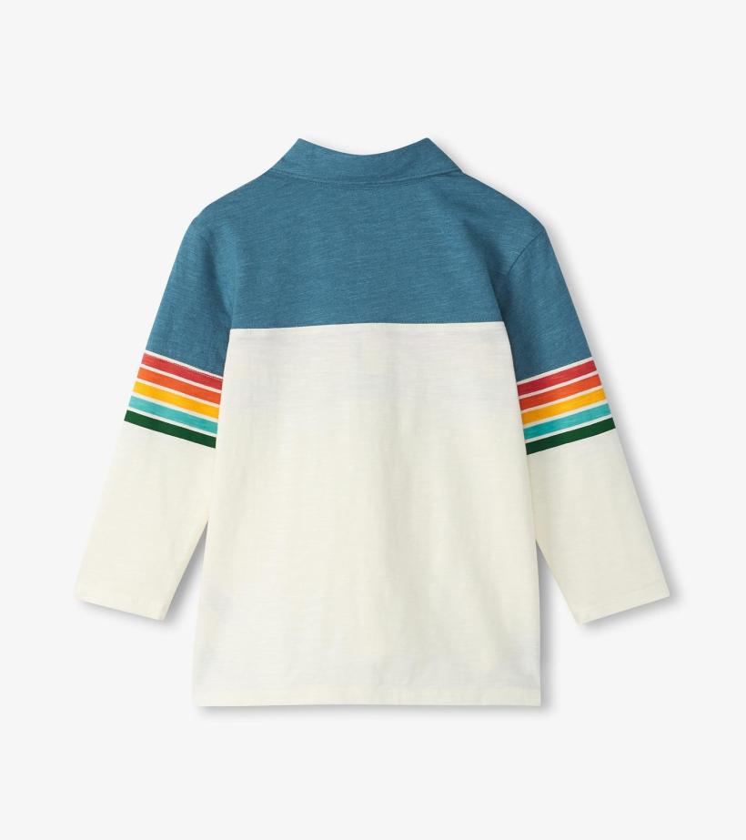 Boys Boys Retro Stripes Long Sleeve Panelled Polo | Hatley Tops