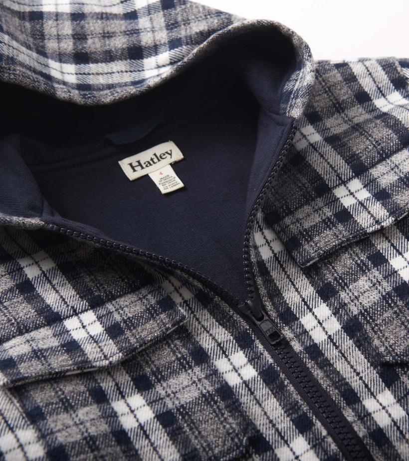 Boys Boys Salute Plaid Lined Hooded Jacket | Hatley Sweaters