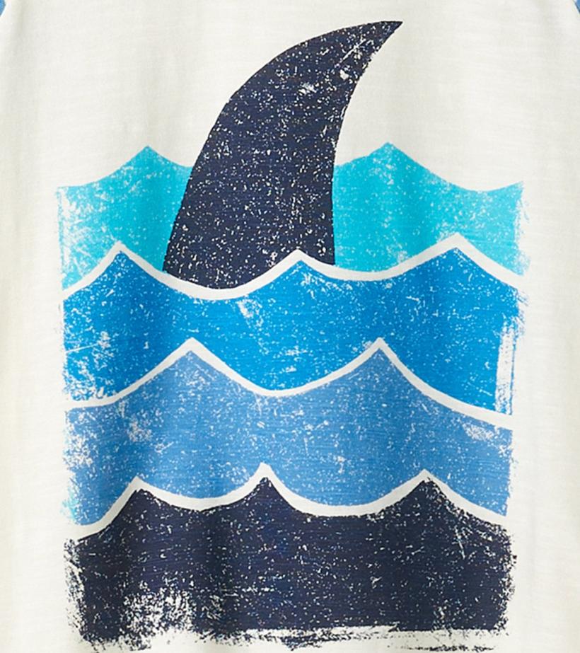 Boys Boys Shark Fin Waves Raglan T-Shirt | Hatley Tops