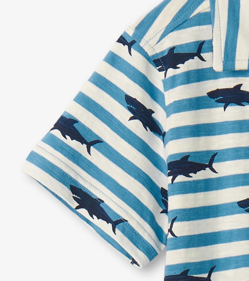 Boys Boys Shark Stripes Jersey Button Down | Hatley Tops