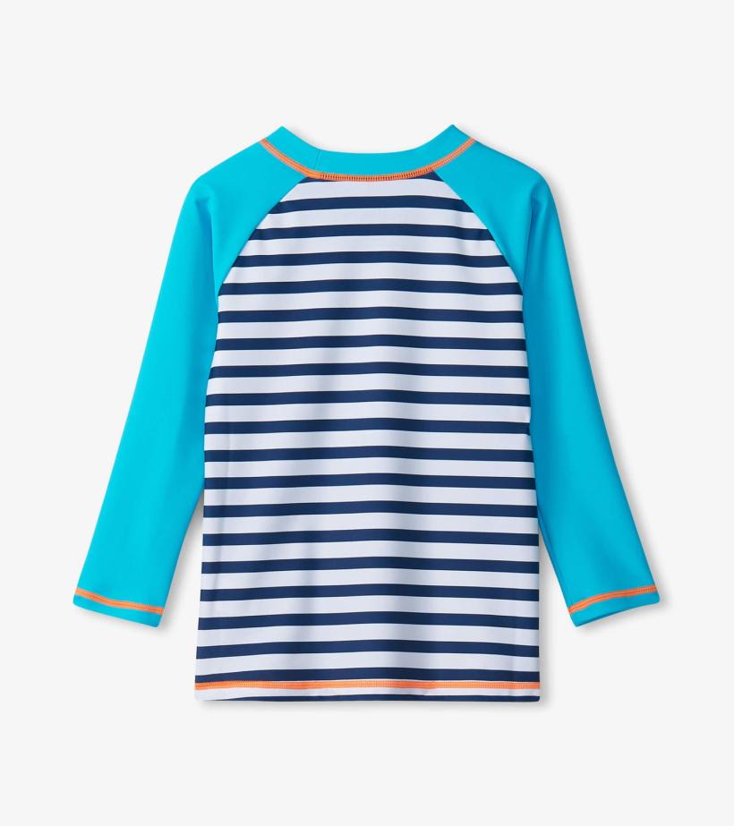 Boys Boys Shark Stripes Long Sleeve Rashguard | Hatley Swimwear