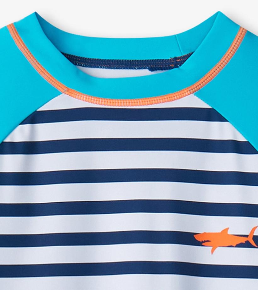 Boys Boys Shark Stripes Long Sleeve Rashguard | Hatley Swimwear