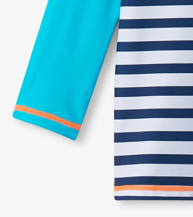 Boys Boys Shark Stripes Long Sleeve Rashguard | Hatley Swimwear