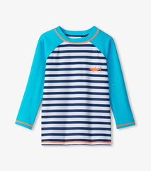 Boys Boys Shark Stripes Long Sleeve Rashguard | Hatley Swimwear