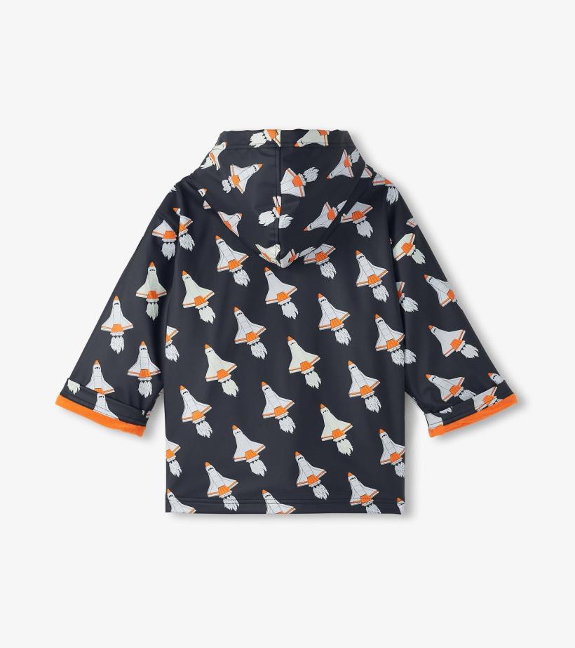 Boys Boys Space Shuttles Colour Changing Zip-Up Rain Jacket | Hatley Rainwear