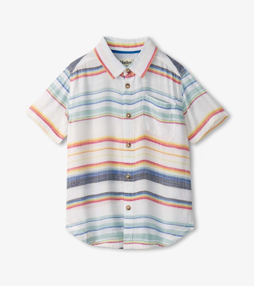 Boys Boys Summer Stripe Short Sleeve Button Down | Hatley Tops