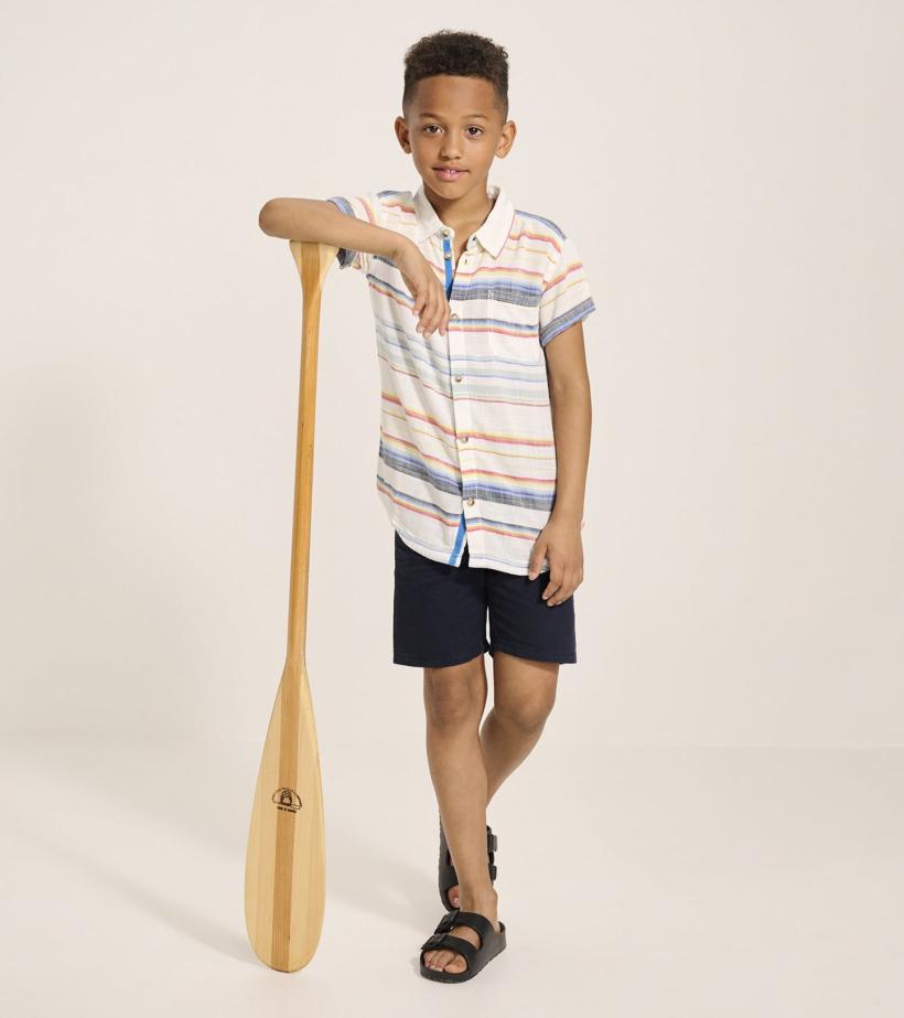 Boys Boys Summer Stripe Short Sleeve Button Down | Hatley Tops