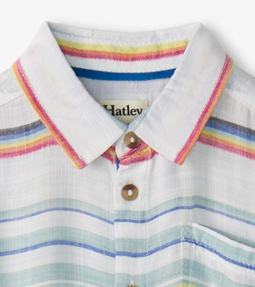 Boys Boys Summer Stripe Short Sleeve Button Down | Hatley Tops
