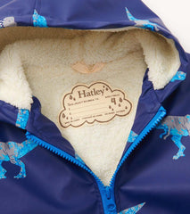 Boys Boys T-Rex Attack Sherpa Lined Zip-Up Rain Jacket | Hatley Rainwear