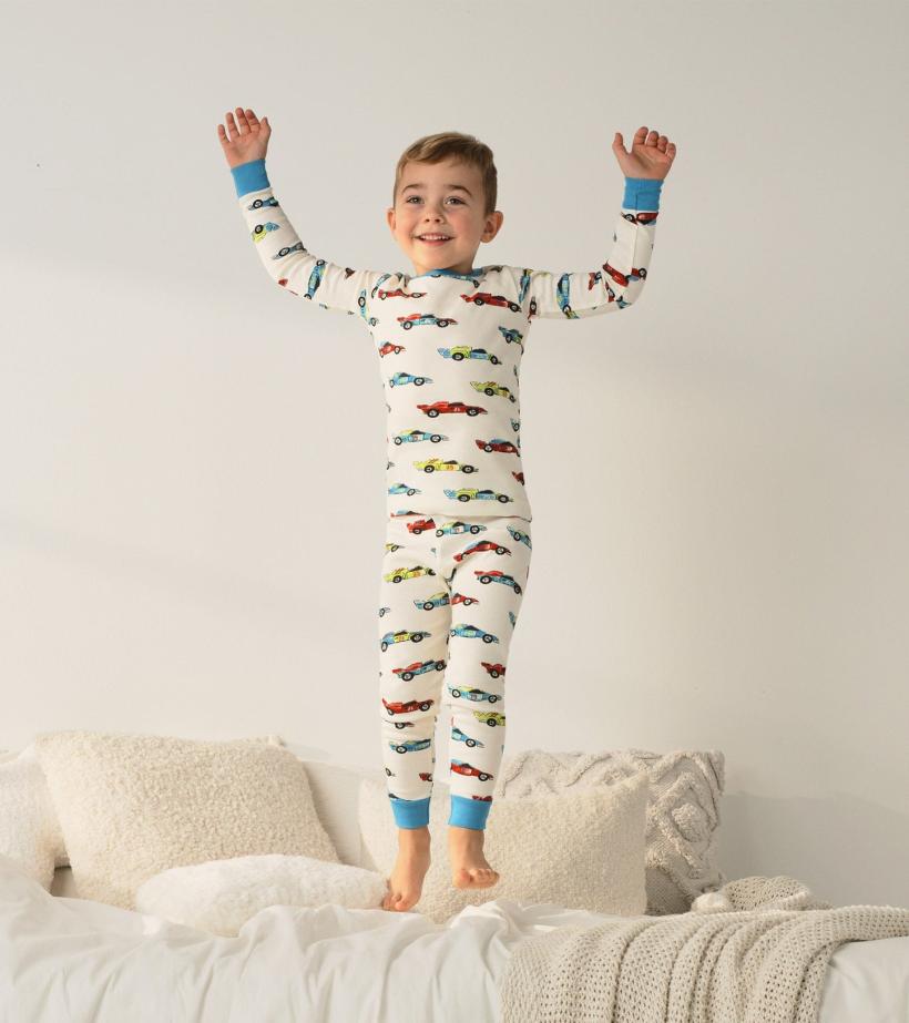 Boys Boys Water Colour Racecars Organic Cotton Pajama Set | Hatley Sleepwear