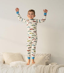 Boys Boys Water Colour Racecars Organic Cotton Pajama Set | Hatley Sleepwear