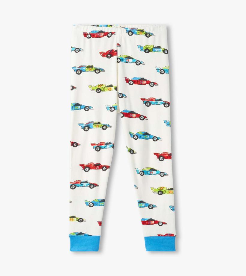 Boys Boys Water Colour Racecars Organic Cotton Pajama Set | Hatley Sleepwear