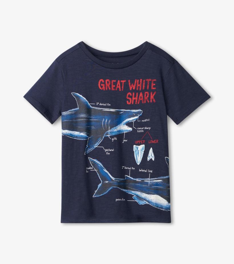 Boys Great White Shark Graphic Tee | Hatley Tops