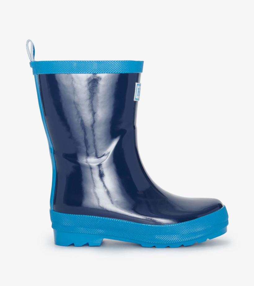 Boys Navy Shiny Rain Boots | Hatley Rainwear
