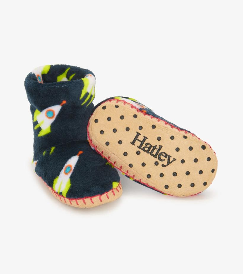 Boys Rocket Man Fleece Slippers | Hatley Footwear