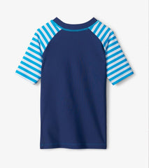 Boys Shark Stripes Short Sleeve Rashguard | Hatley Swimwear