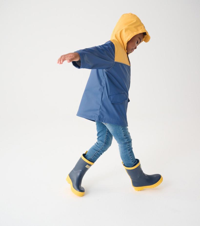 Boys Yellow &amp; Navy Zip-Up Rain Jacket | Hatley Rainwear