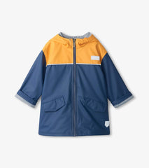 Boys Yellow &amp; Navy Zip-Up Rain Jacket | Hatley Rainwear