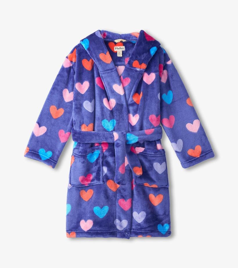 Girls Baby Girls Hearts Fleece Robe | Hatley Sleepwear