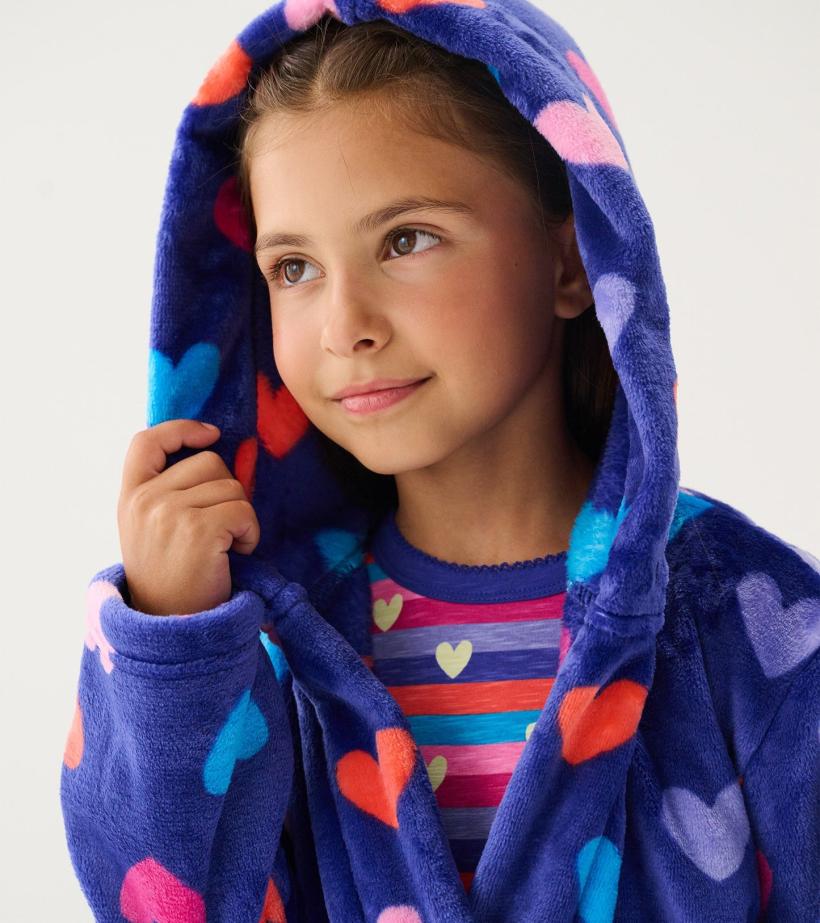 Girls Baby Girls Hearts Fleece Robe | Hatley Sleepwear
