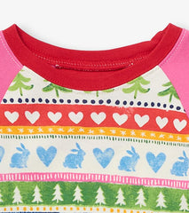 Girls Cream Painted Fair Isle Raglan Organic Cotton Pajama Set | Hatley Sleepwear