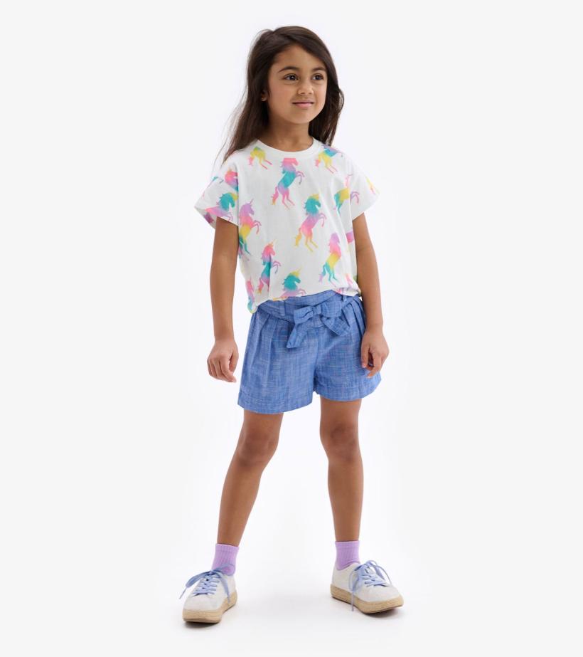 Girls Girls Belted Chambray Paper Bag Shorts | Hatley Bottoms