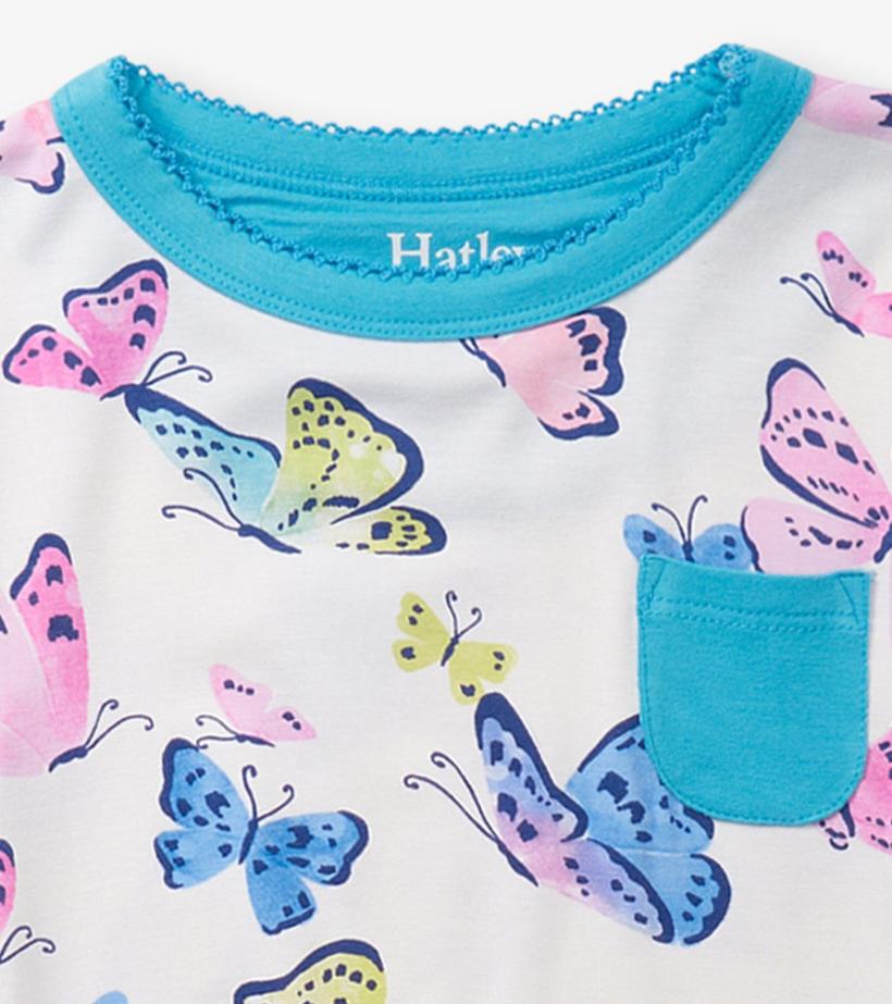 Girls Girls Big Butterflies Bamboo Short Pajama Set | Hatley Sleepwear