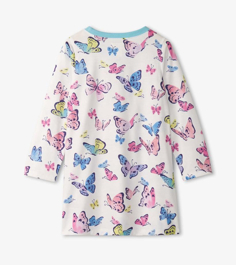 Girls Girls Big Butterflies Long Sleeve Nightgown | Hatley Sleepwear