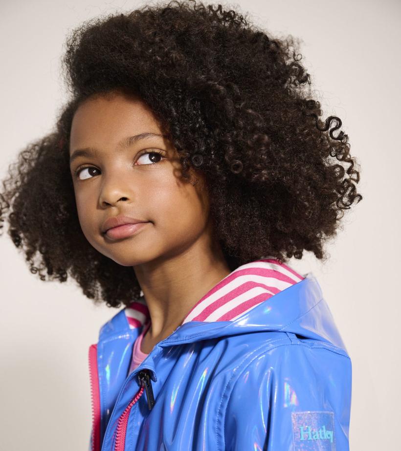 Girls Girls Blue Glitter Swing Jacket | Hatley Rainwear