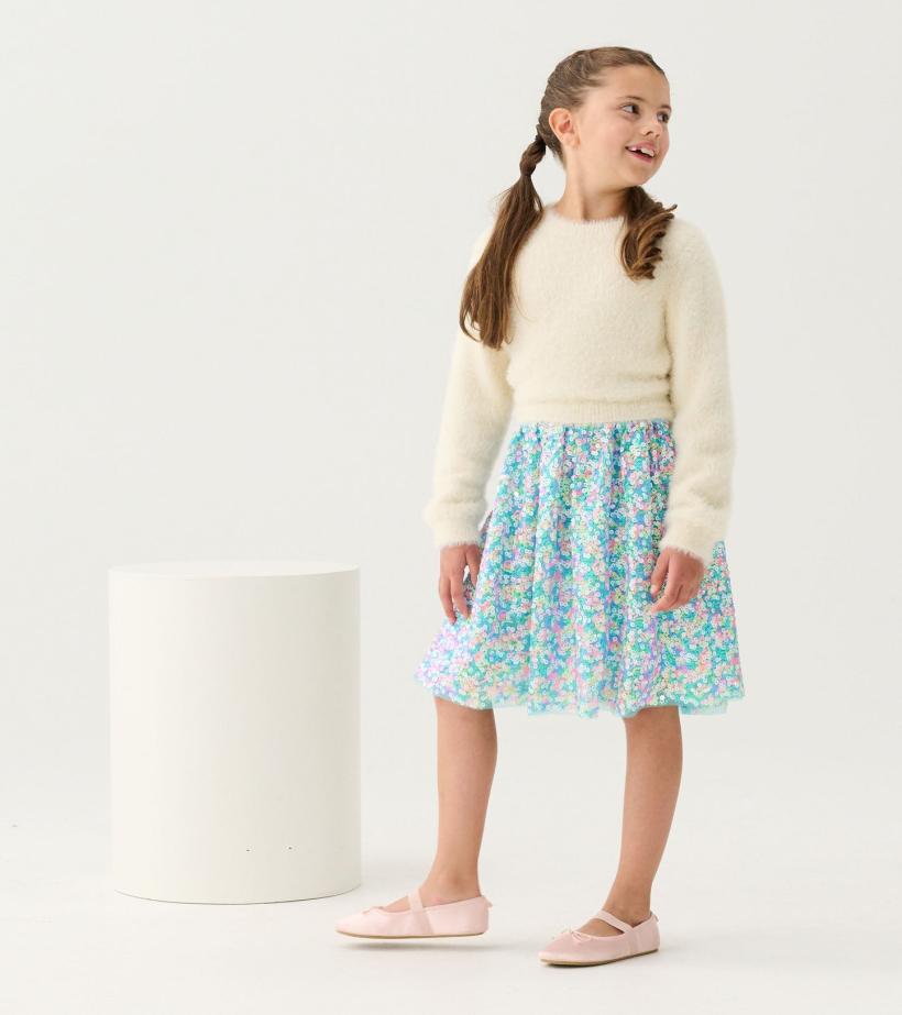 Girls Girls Cami Lace Fuzzy Mixed Sequin Skirt Dress | Hatley Dresses