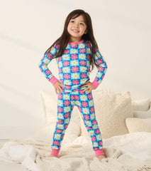 Girls Girls Checkered Daisies Organic Cotton Pajama Set | Hatley Sleepwear
