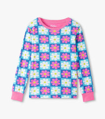 Girls Girls Checkered Daisies Organic Cotton Pajama Set | Hatley Sleepwear