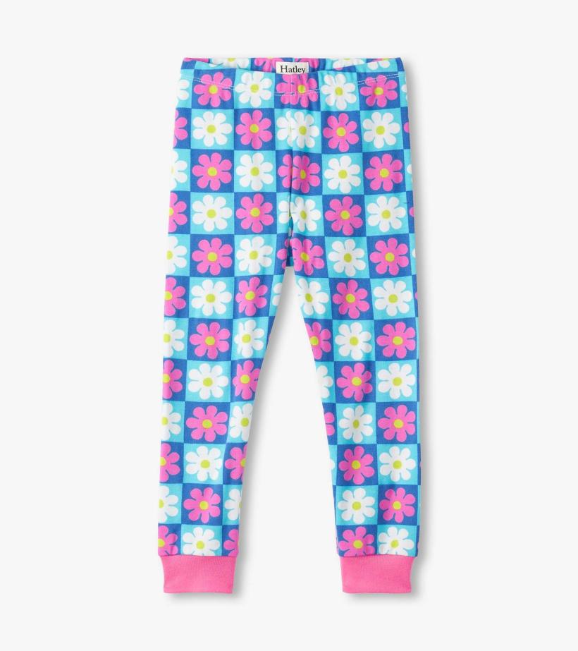 Girls Girls Checkered Daisies Organic Cotton Pajama Set | Hatley Sleepwear
