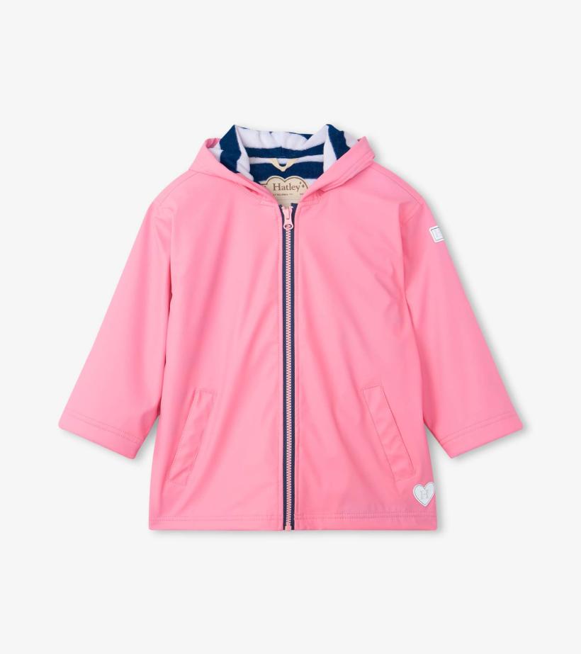 Girls Girls Classic Pink Zip-Up Rain Jacket | Hatley Rainwear