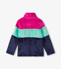 Girls Girls Colourblock Stripes Fuzzy Fleece Zip-Up Jacket | Hatley Sweaters
