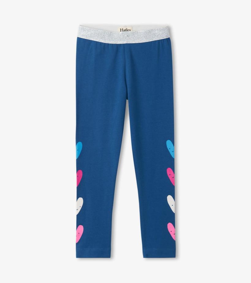 Girls Girls Colourful Hearts Fun Waist Leggings | Hatley Bottoms