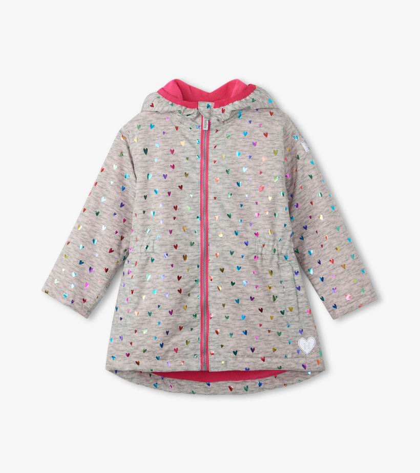 Girls Girls Confetti Hearts Zip-Up Lightweight Rain Jacket | Hatley Rainwear