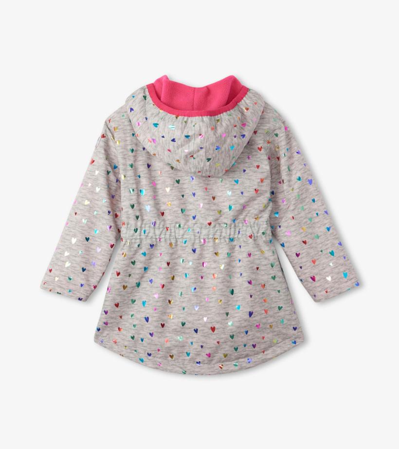 Girls Girls Confetti Hearts Zip-Up Lightweight Rain Jacket | Hatley Rainwear
