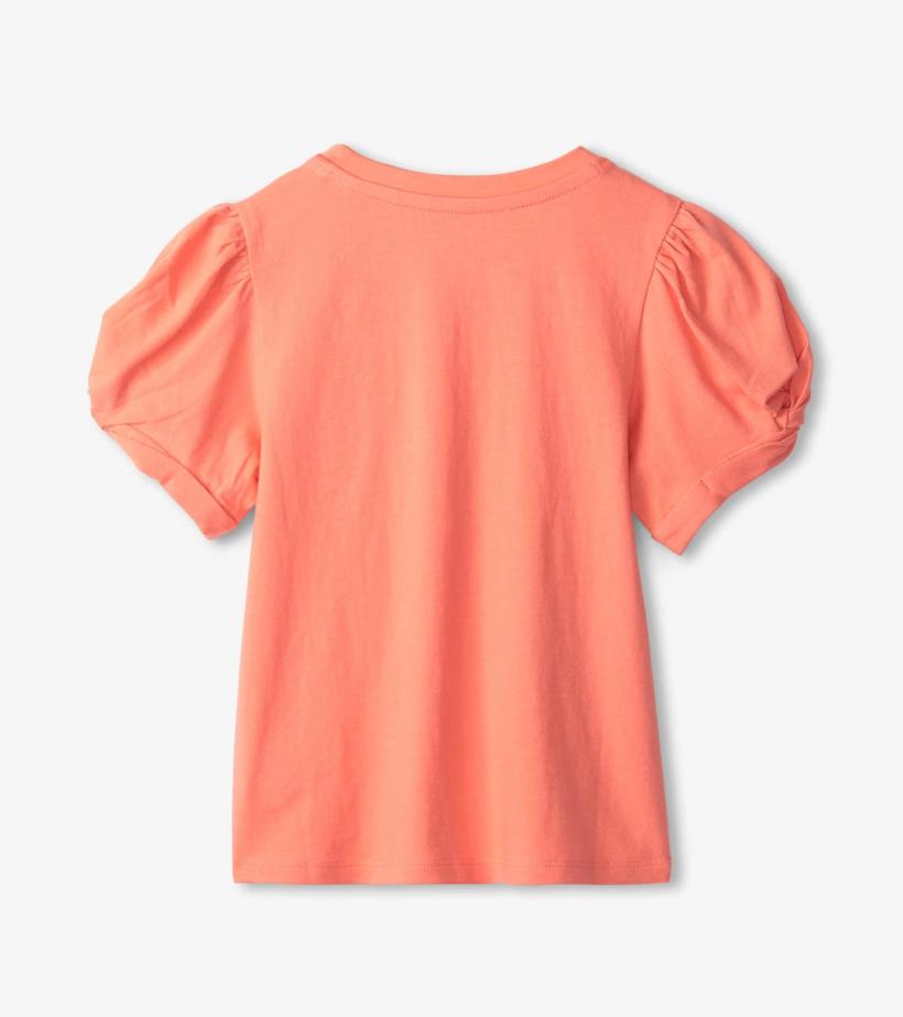 Girls Girls Coral Twisted Sleeve Tee | Hatley Tops