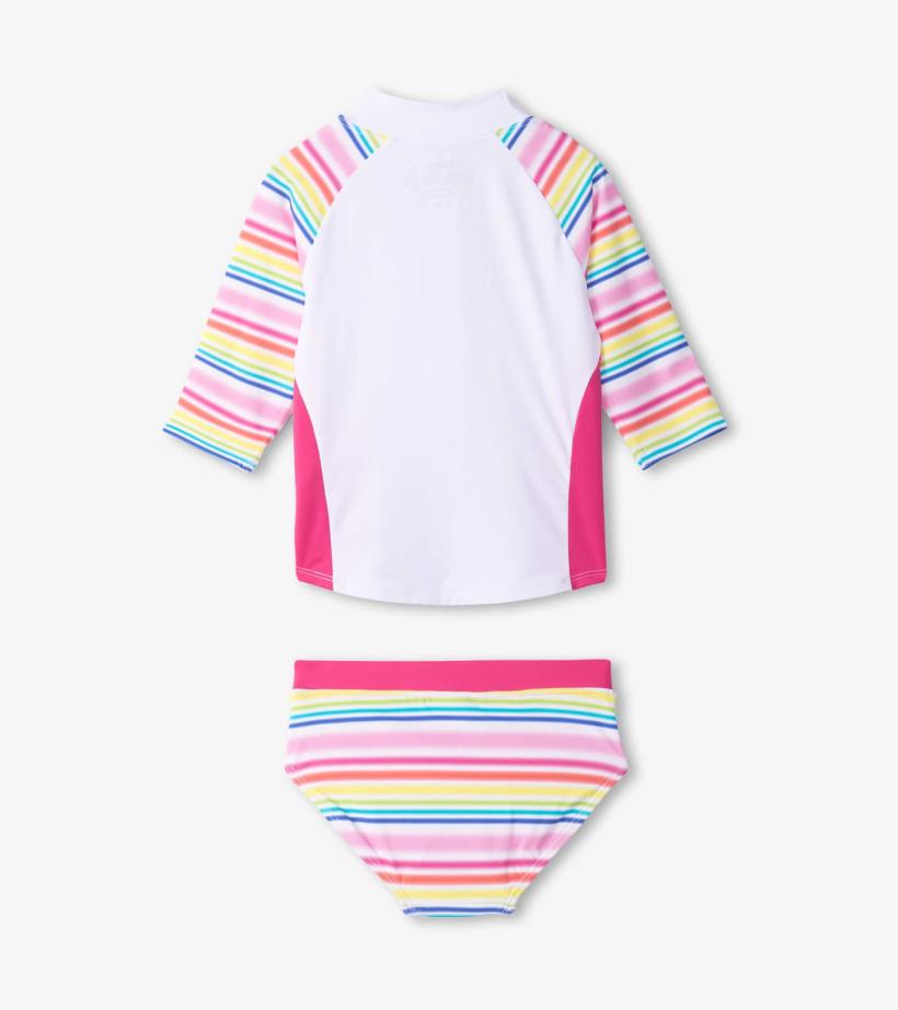 Girls Girls Dazzling Stripes Two-Piece Rashguard Set | Hatley Swimwear