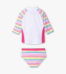 Girls Girls Dazzling Stripes Two-Piece Rashguard Set | Hatley Swimwear