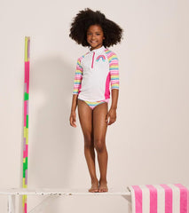 Girls Girls Dazzling Stripes Two-Piece Rashguard Set | Hatley Swimwear