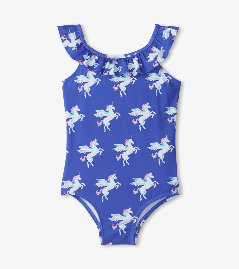 Girls Girls Dazzling Unicorn Ruffle Sleeve Swimsuit | Hatley Swimwear