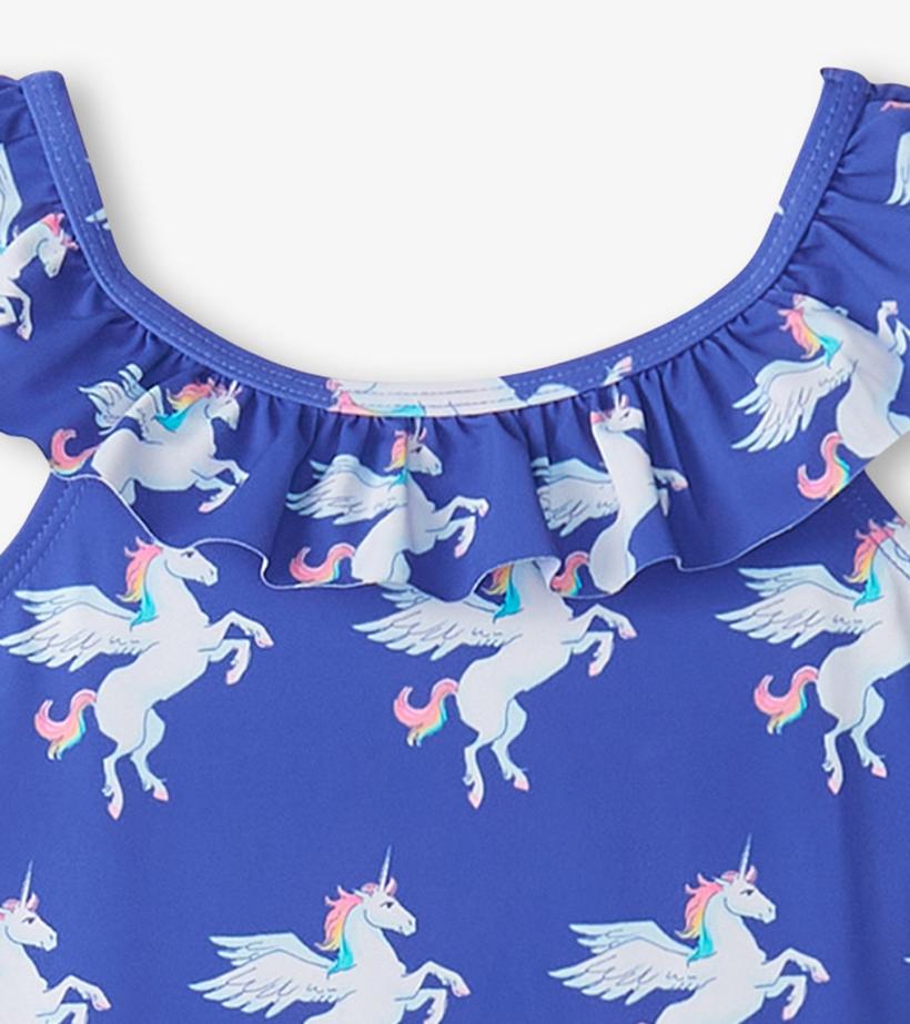 Girls Girls Dazzling Unicorn Ruffle Sleeve Swimsuit | Hatley Swimwear