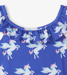 Girls Girls Dazzling Unicorn Ruffle Sleeve Swimsuit | Hatley Swimwear