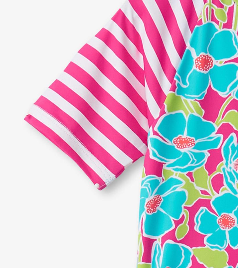 Girls Girls Floating Poppies One-Piece Rashguard | Hatley Swimwear