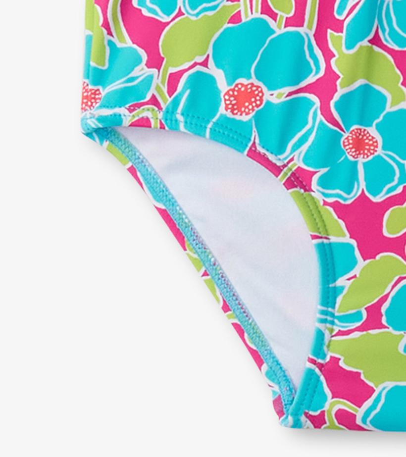 Girls Girls Floating Poppies One-Piece Rashguard | Hatley Swimwear